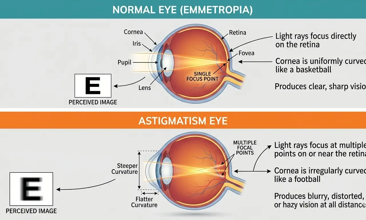 Astigmatism vs Normal Eye