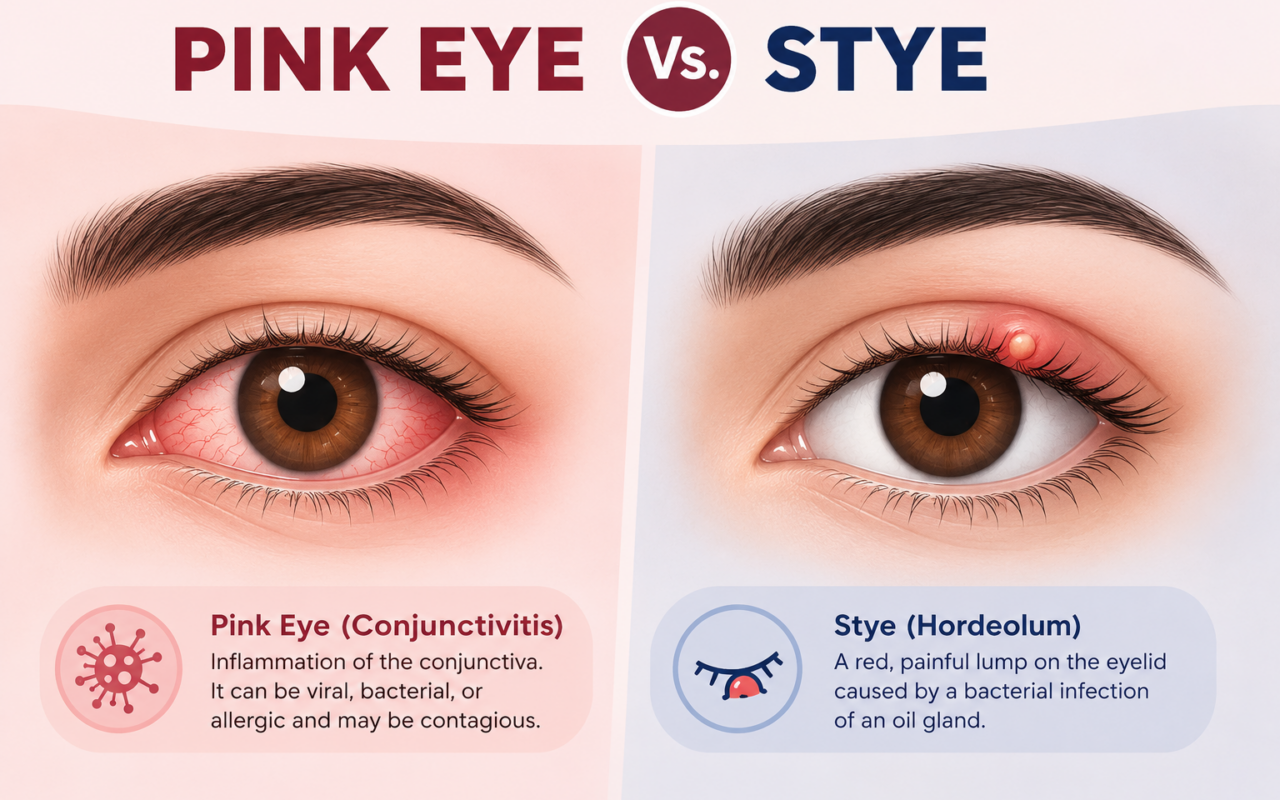 pink eye vs stye